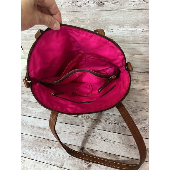 Dooney & Bourke Striped Sailboat Black Brown Tote Leather Straps Vintage - Picture 16 of 16